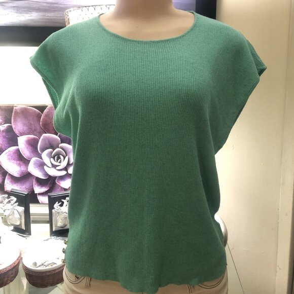 POLES MAISON MONTAGUT blouse aqua green sz Small S Viscose Linen Stretch - Picture 1 of 10